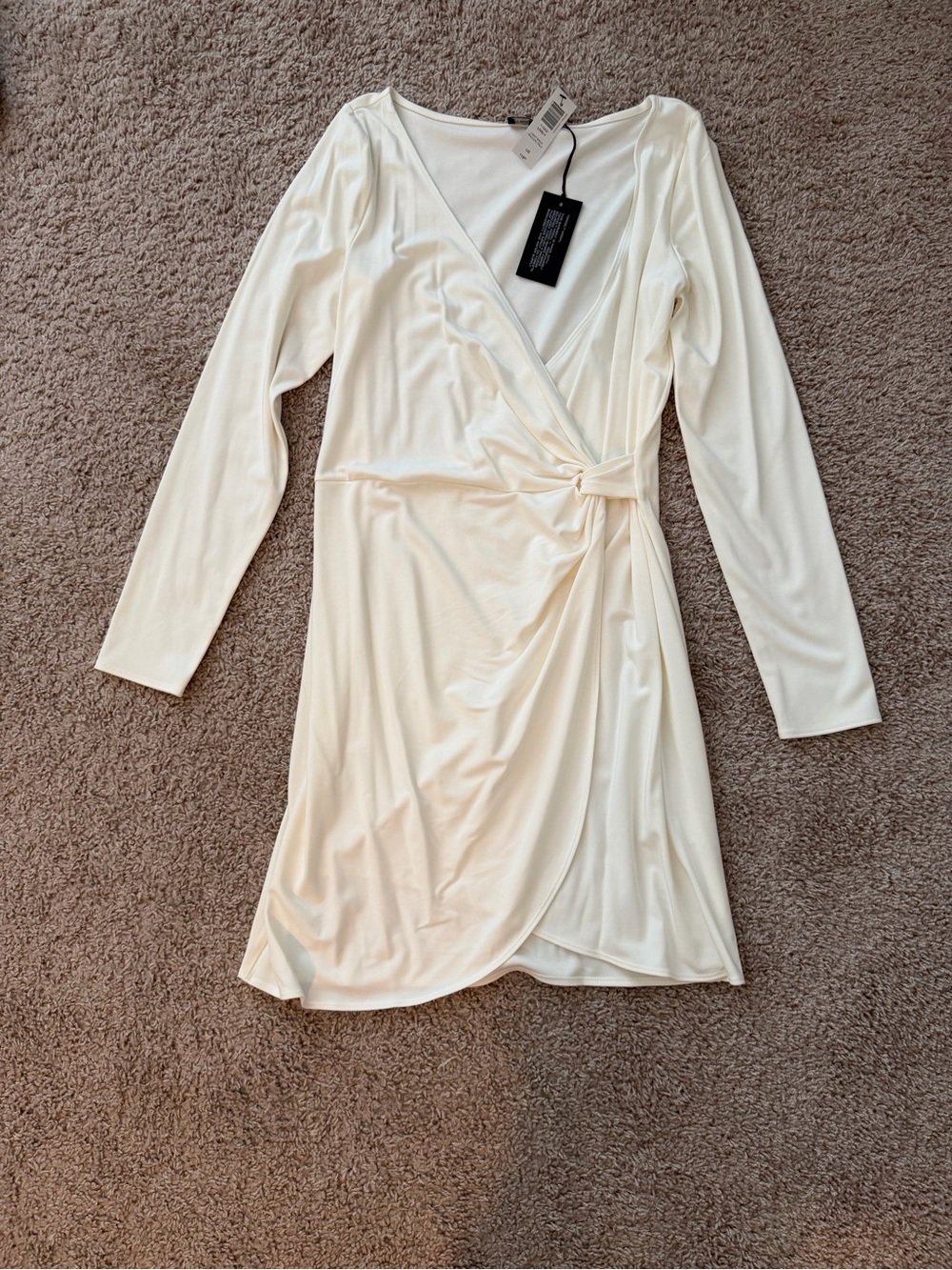 Aritzia light birch Wrap-Style Long Sleeve Dress